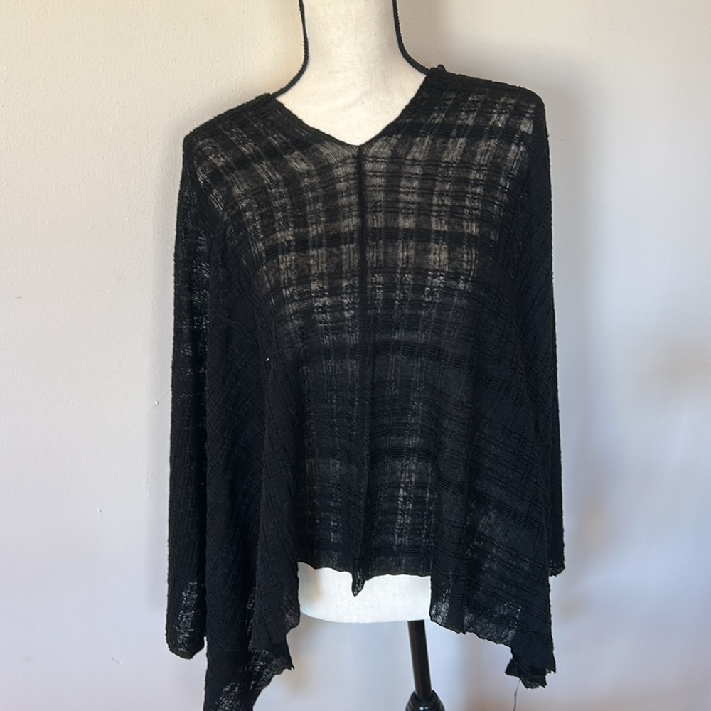 EILEEN FISHER Black Knit poncho/shawl.